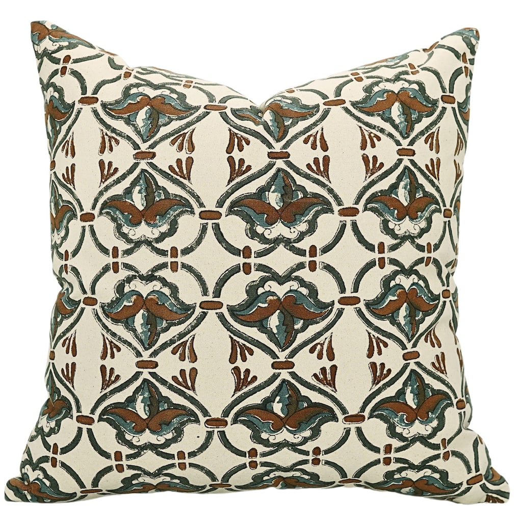 Cotton Farmhouse Block print pillow Cover Hridyavan