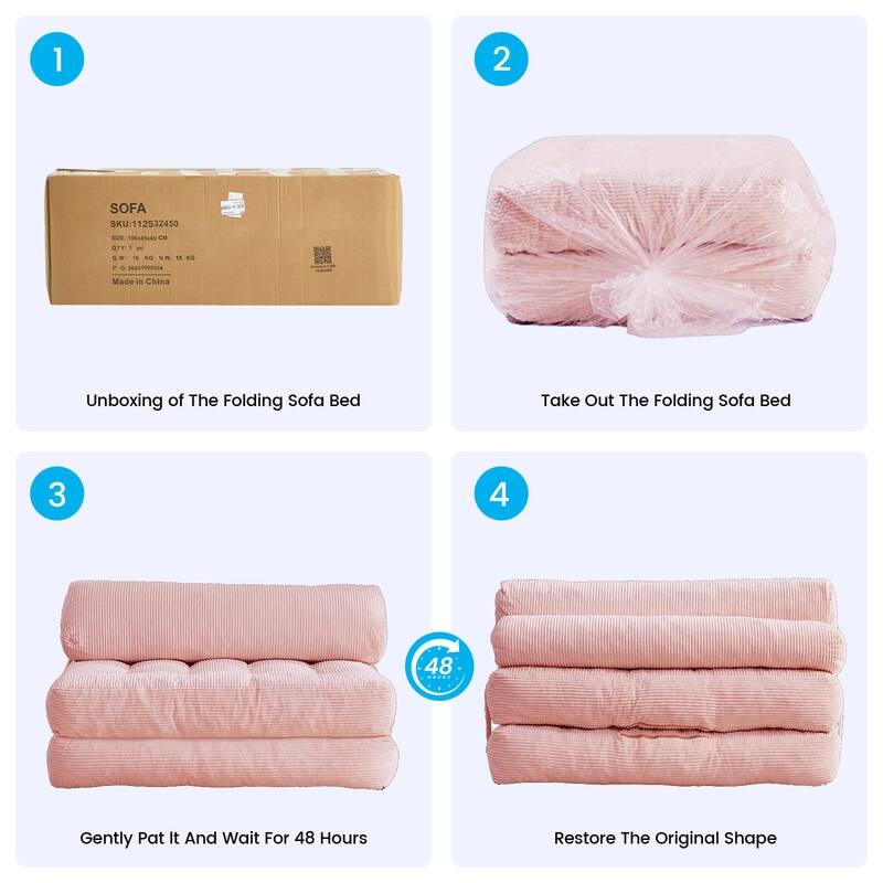 Mixoy W32''/W50'' Corded Velvet Fabric Folding Floor Lazy Futon Sofa Bed