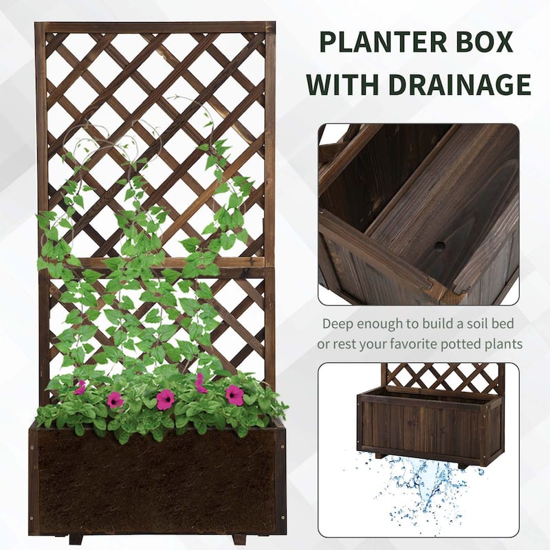 Outsunny Tall Planter Box with Trellis