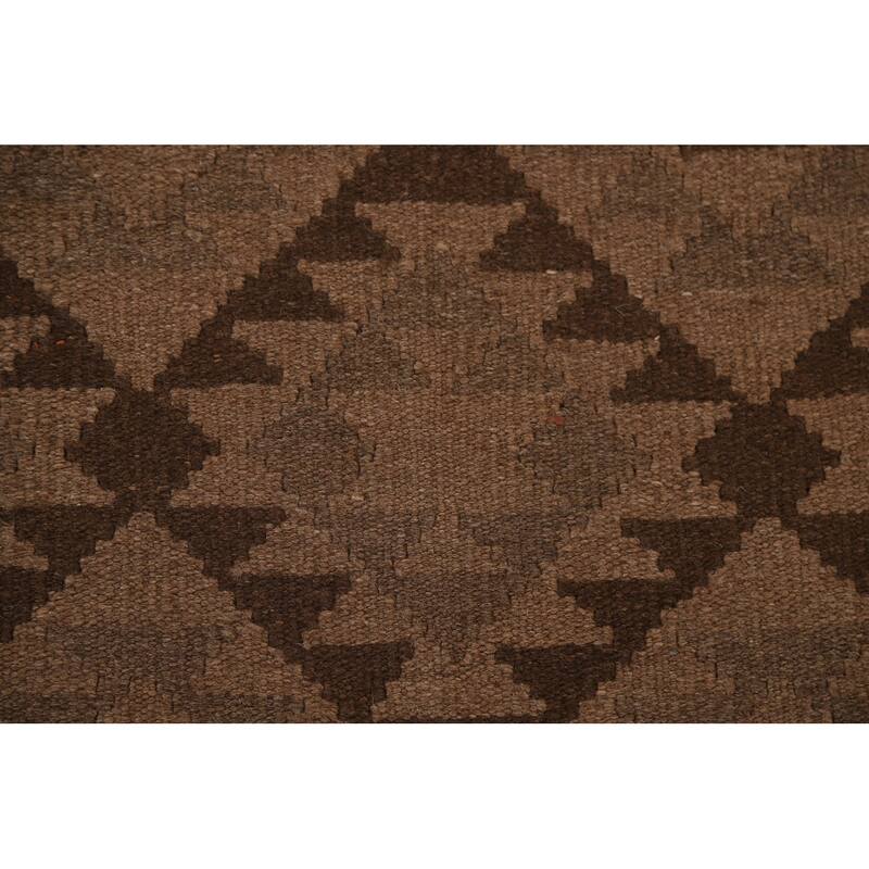 Hand Woven Oriental 100% Wool Carpet Southwestern Geometric Brown Kilim Area Rug - 9' 9'' X 6' 8''