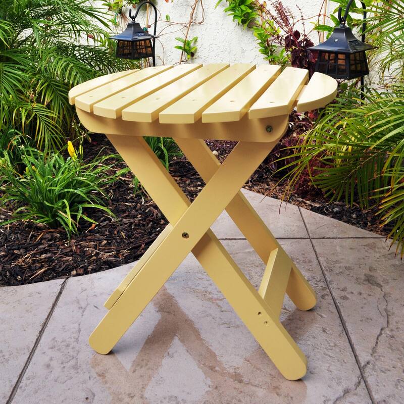 Remedy 19" Assembled Cedar Wood Round Collapsible Folding Table