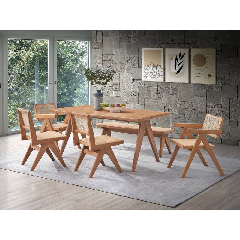 Velentina Rattan & Natural Finish Side Chair (Excluding the table)