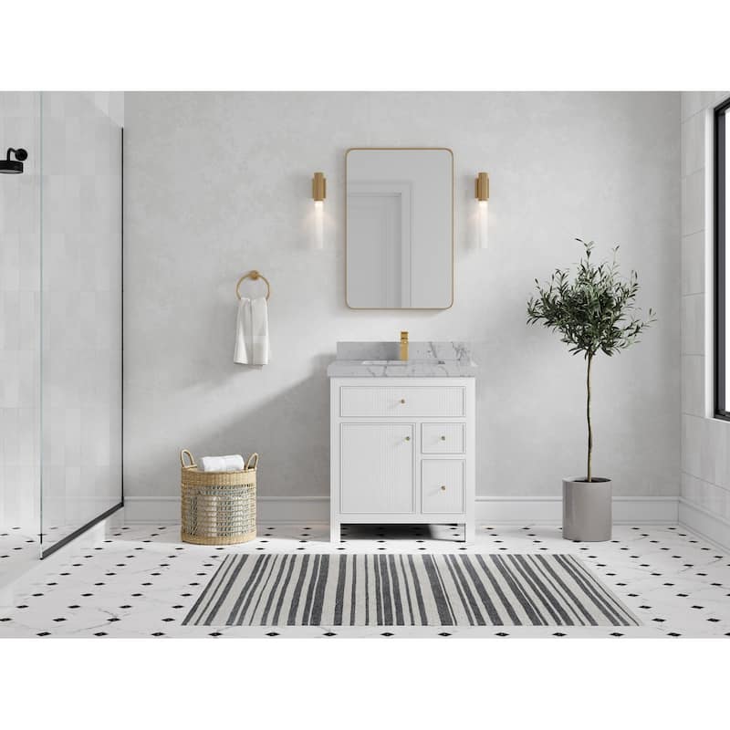 Willow Collections 30 in W x 22 in D Sonoma Free Standing Reeded Single Sink Bathroom Vanity with Countertop