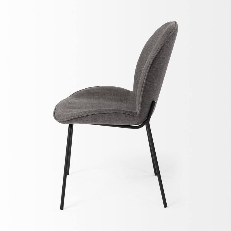 Set of 2 Upholstered Fabric Dining Side Chairs with Black Legs for Dining Room - 26” x 21” x 34”