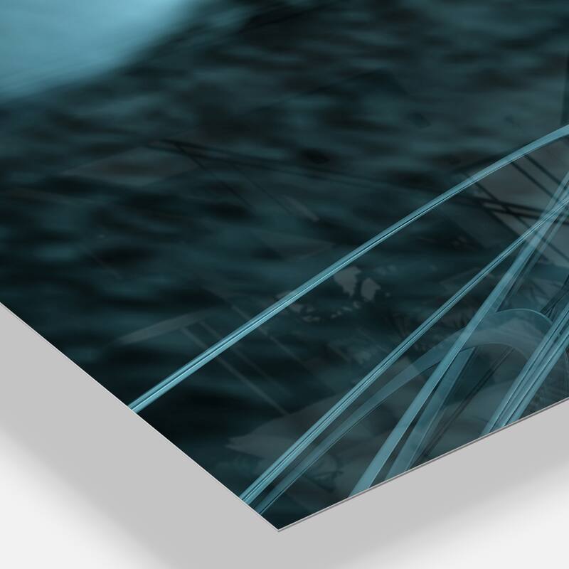 Fractal 3D Bottom Stripes - Abstract Art Glossy Metal Wall Art