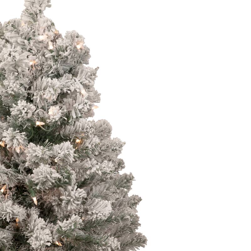 3' Heavily Flocked Madison Pine Medium Artificial Tree Clear Lights - 3 Foot