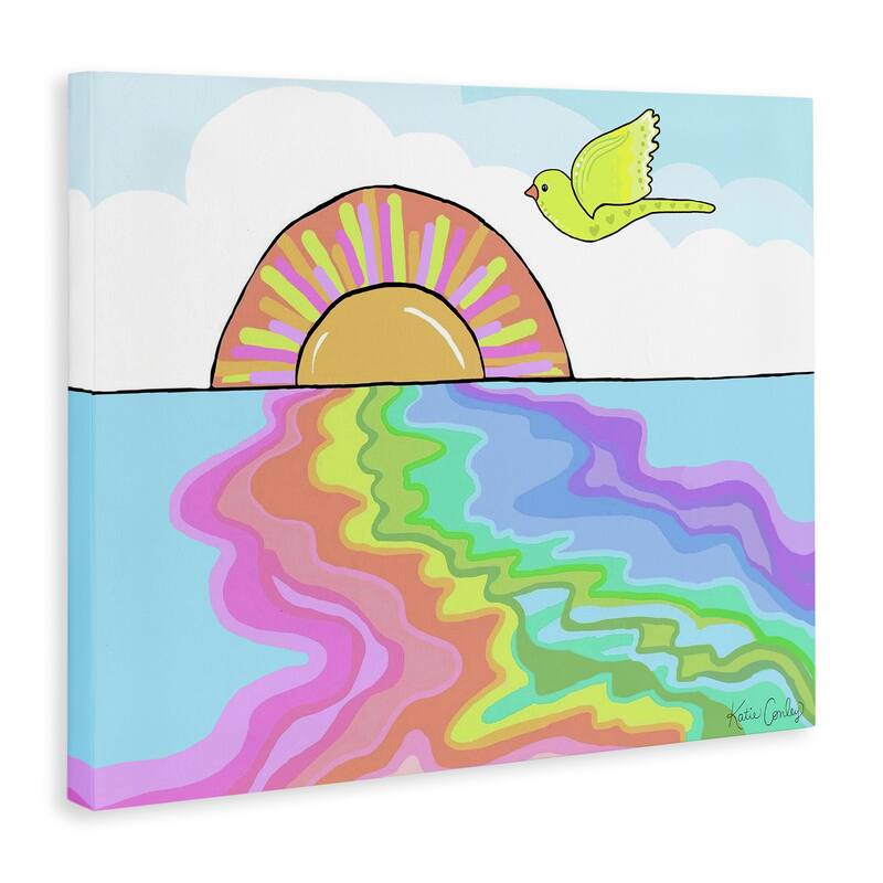 Stupell Swirling Rainbow Sea Reflection Canvas Wall Art Design By Katie Conley