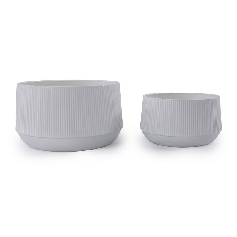 Ceramic Planters with Drainage Hole - Frost Proof Indoor Outdoor Flower Pots, 2pc