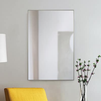 Renwil Roderick Rectangular Modern Wall Mirror - Silver - Medium