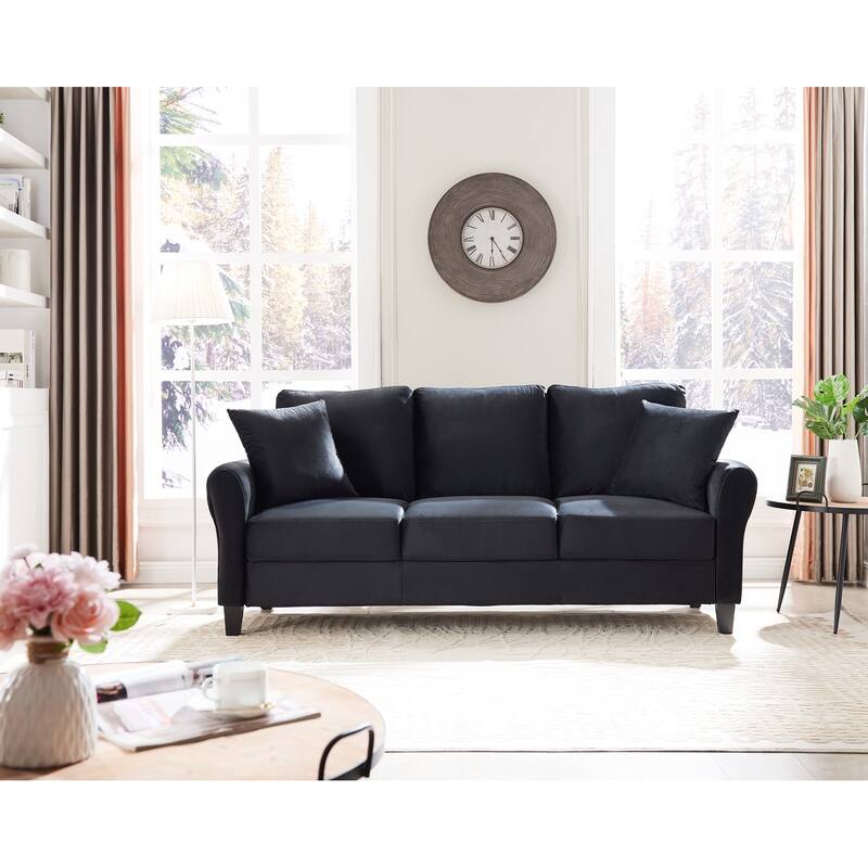 Velvet Couch with 2 Pillow Living Room Furniture 3 Seater Sofa