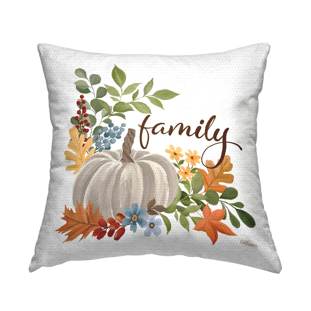 Stupell Autumnal Family Pumpkin Printed Outdoor Throw Pillow Design by Cat Thurman Designs