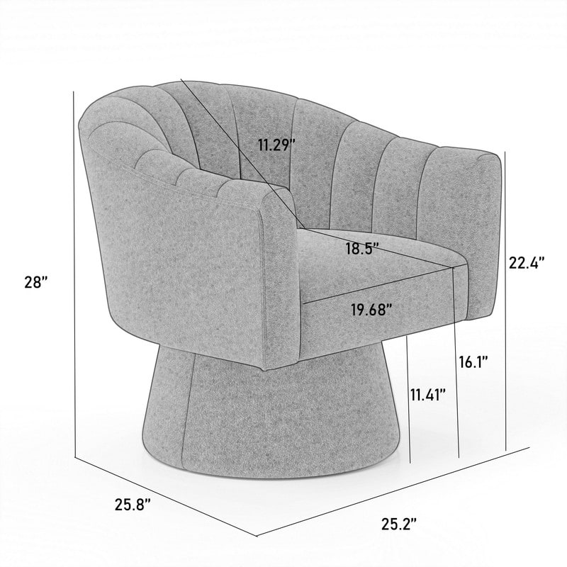 SEYNAR Modern Glam Velvet Upholstered Round Swivel Accent Arm Barrel Chair for Living Room