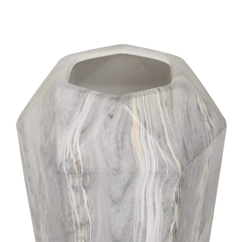 Ceramic Faux Marble Decorative Vase - White or Black - Roche River Decor