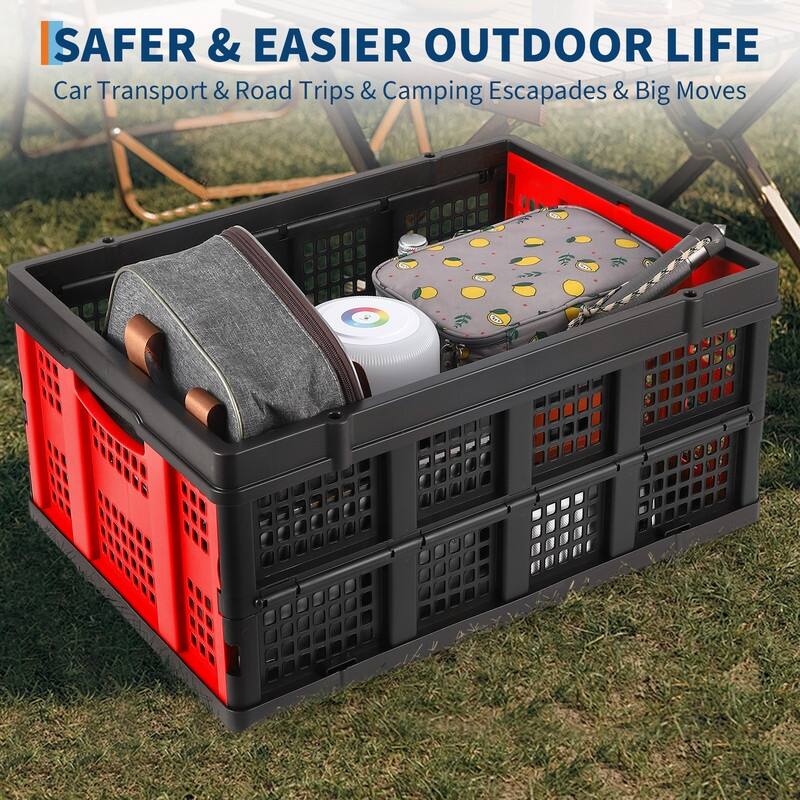 Foldable Storage Basket, Stackable Crate with Handle