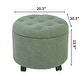 preview thumbnail 14 of 20, Adeco 20" Wide Button Tufted Round Storage Ottoman with Casters