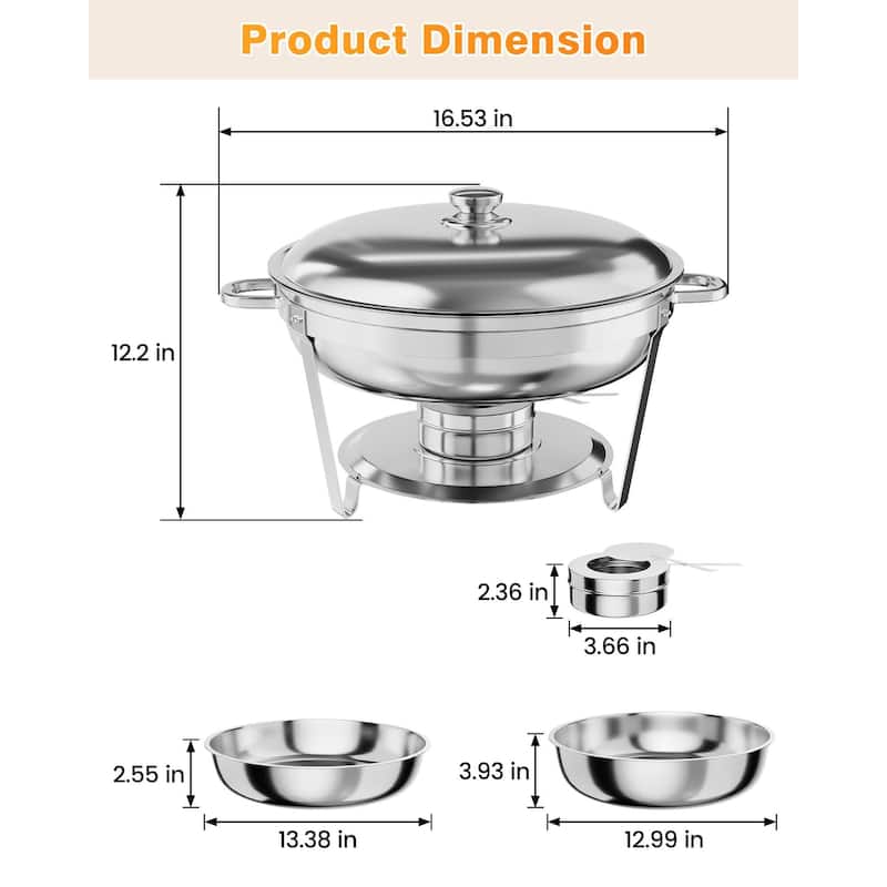 Round Food Warmers and Servers Stainless Steel Buffet Sets