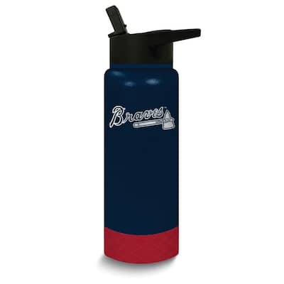 MLB Atlanta Braves Stainless Steel Silicone Grip 24 Oz. Water Bottle