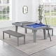 preview thumbnail 20 of 52, Newport Outdoor Patio 7ft Slate Pool Table Dining Set with 2 Benches & Accessories, Cement Finish Royal Blue Fabric