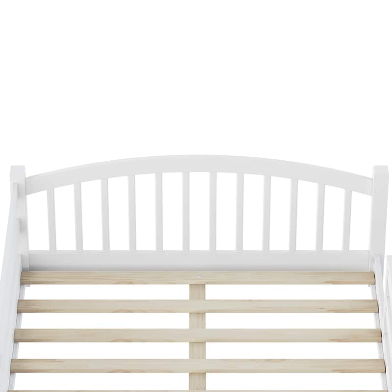 Solid Wood Floor Bed Montessori Bed with Safety Guardrails Without Door