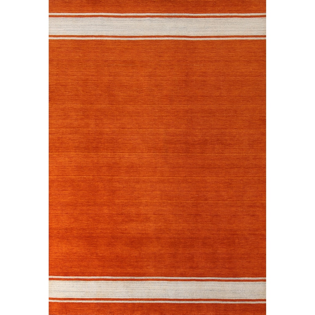 Striped Gabbeh Indian Area Rug Handmade Bedroom Wool Carpet - 7'10"x 10'10"