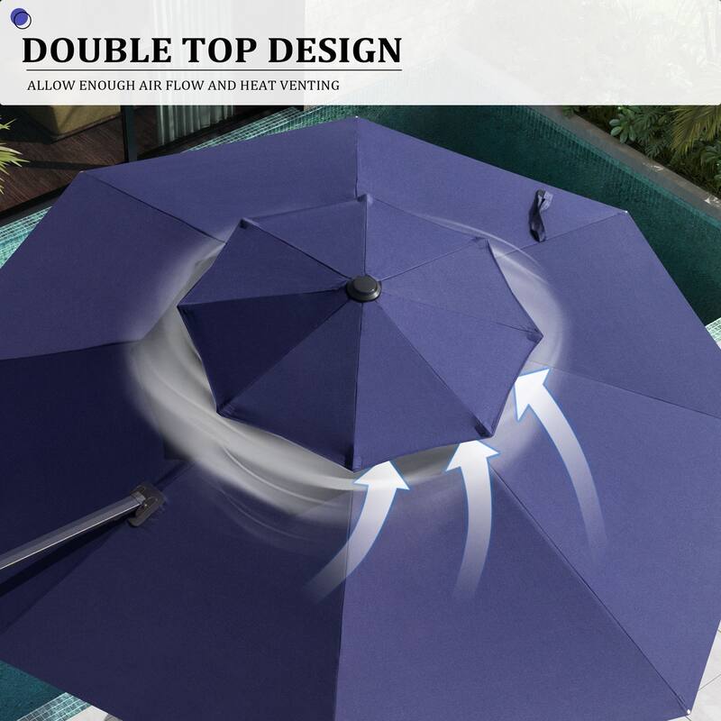Pellebant Outdoor Round Cantilever Umbrella with Base