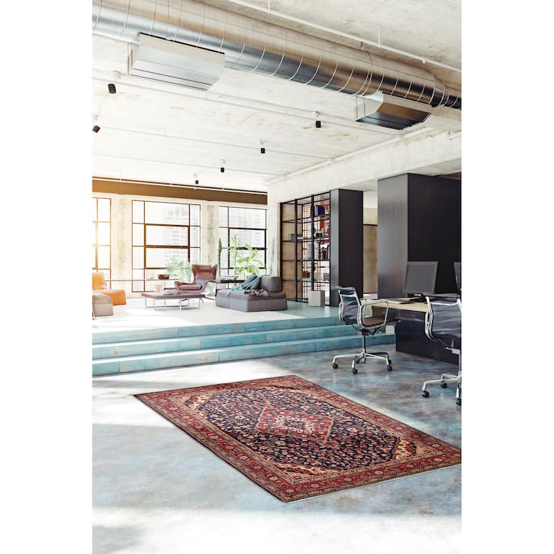 ECARPETGALLERY Hand-knotted Kayseri Vintage Navy Wool Rug - 4'2 x 7'1