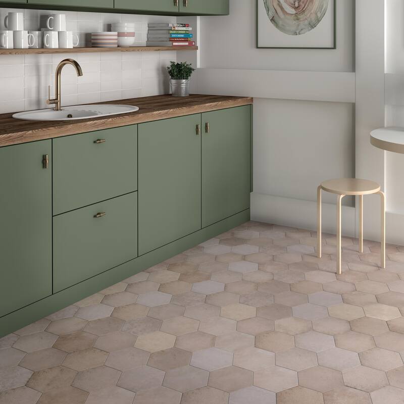 Merola Tile Heritage Hex Rose 7" x 8" Porcelain Floor and Wall Tile