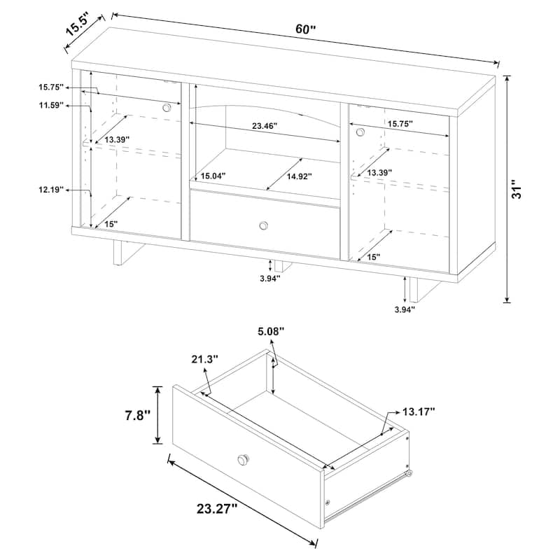 Dalton 2-Door Storage Credenza White And Distressed Pine