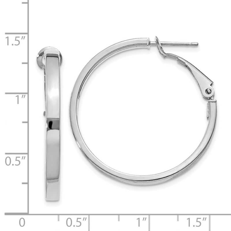 Curata 14k White Gold Polished Square Tube Round Hoop Earrings - 30x30mm