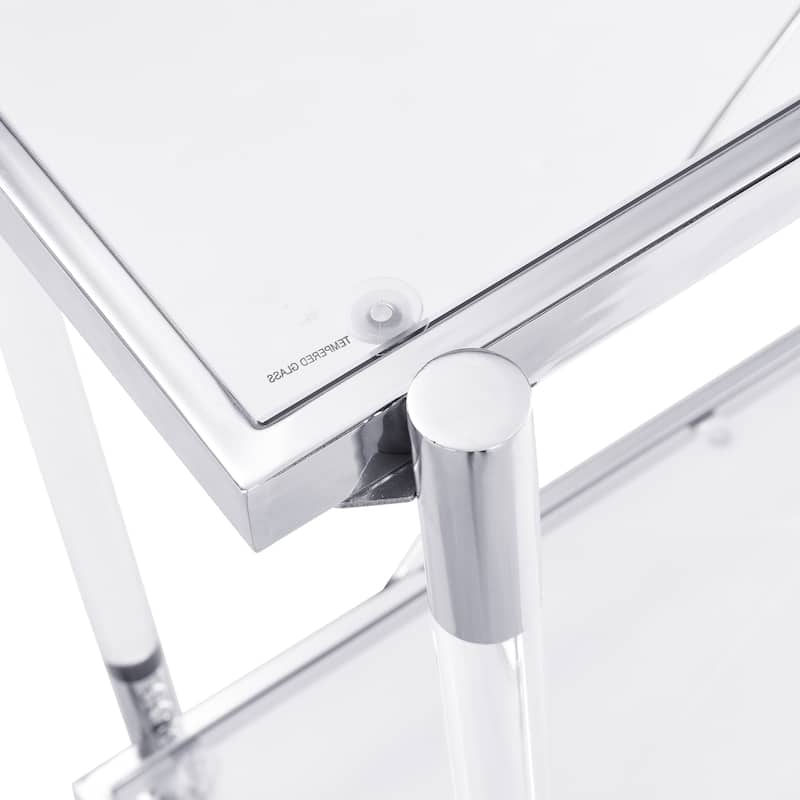 43.31"Chrome Glass Sofa Table,Acrylic Side Table,Console Table for Living Room,Bedroom