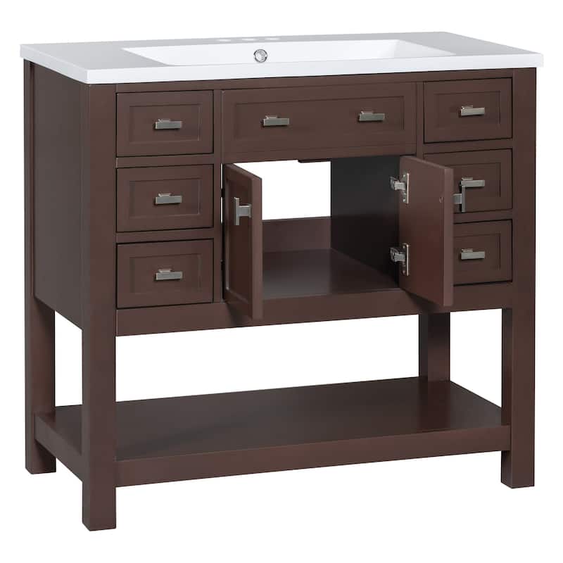 36'' Freestanding Bathroom Vanity Set with Integrated Ceramic Sink and Drawers - 36'' X 34''