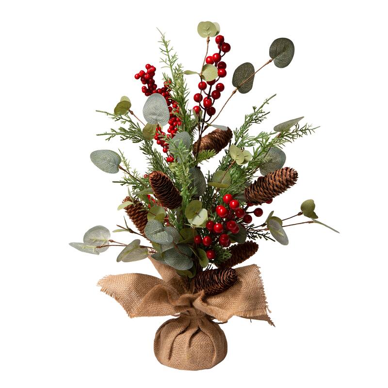 Glitzhome 20"H Christmas Floral Table Tree Decor