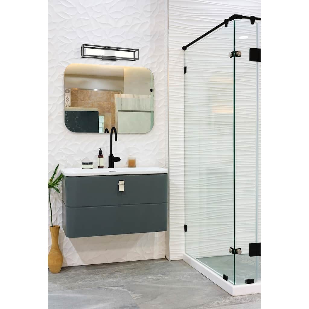 EGLO Gualajo - Bath Vanity Light - Matte Black Finish - White Acrylic Shade