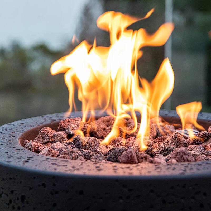 Modeno Lava Tube 18" Outdoor Firepit Table Concrete Patio Heater