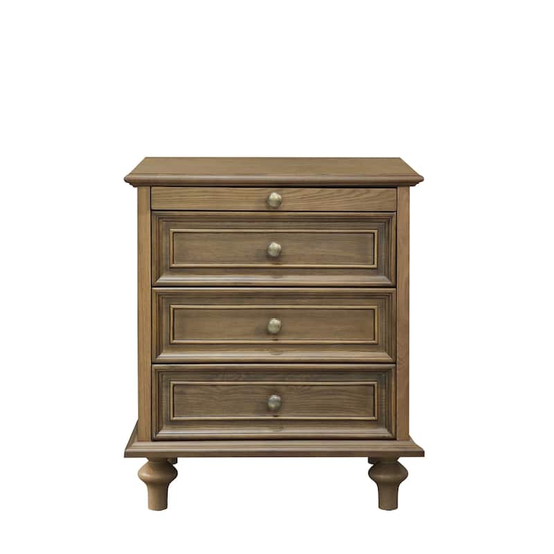 Traditional 3-Drawer Nightstands with Pull-Out Shelf and Solid Wood Legs
