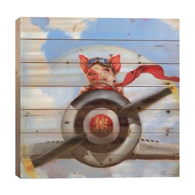 When Pigs Fly Print On Wood by Lucia Heffernan - Multi-Color