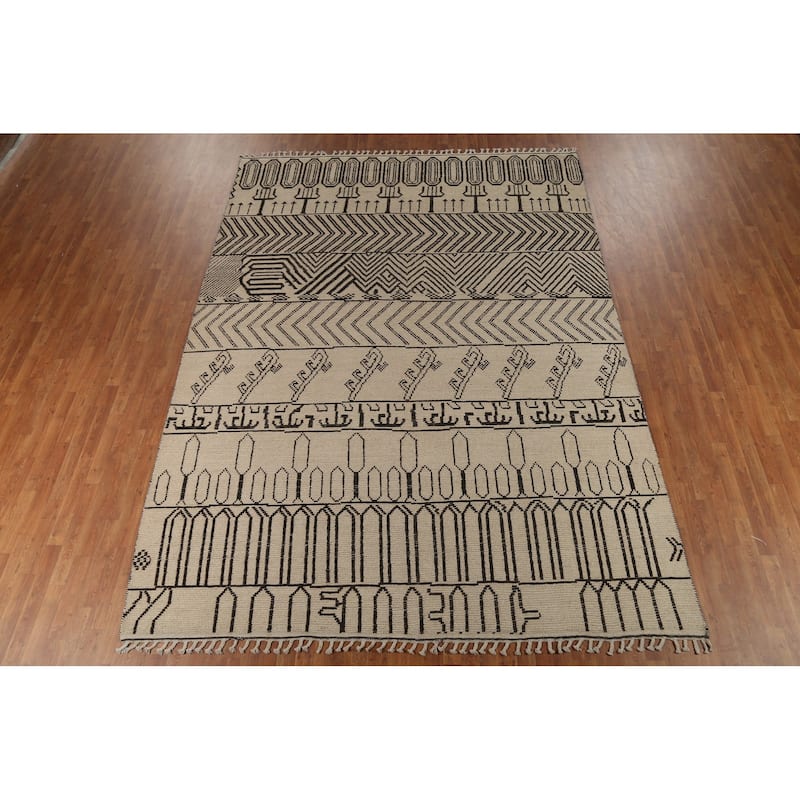 Trellis Moroccan Area Rug Handmade Living Room Wool Carpet - 9'0"x 12'3"