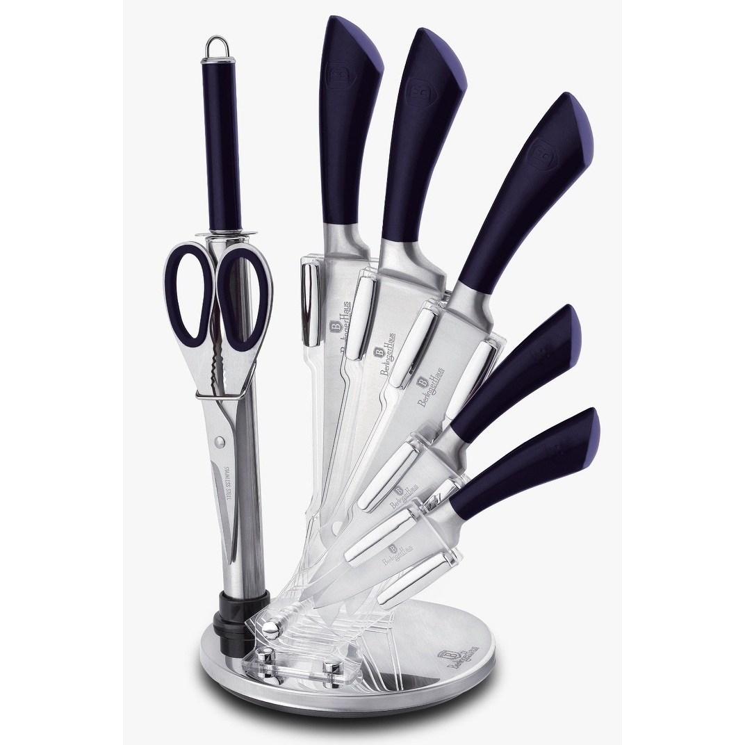 14 Piece Ginsu Purple Kitchen Knife Set - Purple Block