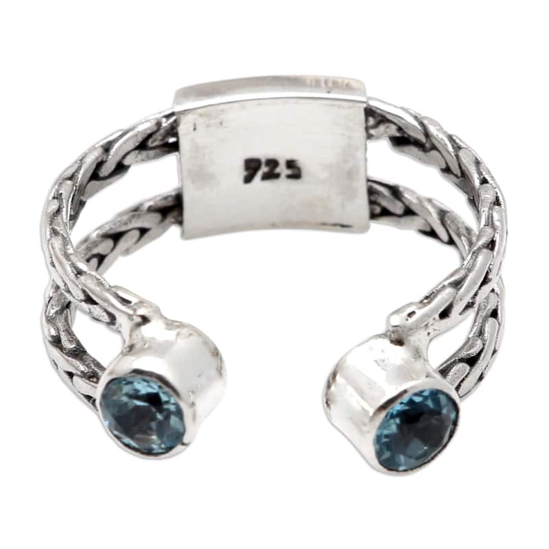 Novica Handmade Ocean Sparkle Blue Topaz Cocktail Ring