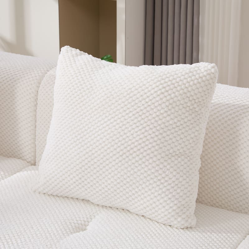 Modular L Shaped Sectional Sofa with Ottoman, Oversized Boneless Cloud Tufted Couch, Upholstered 3-Seater Sofa with 3 Pillows