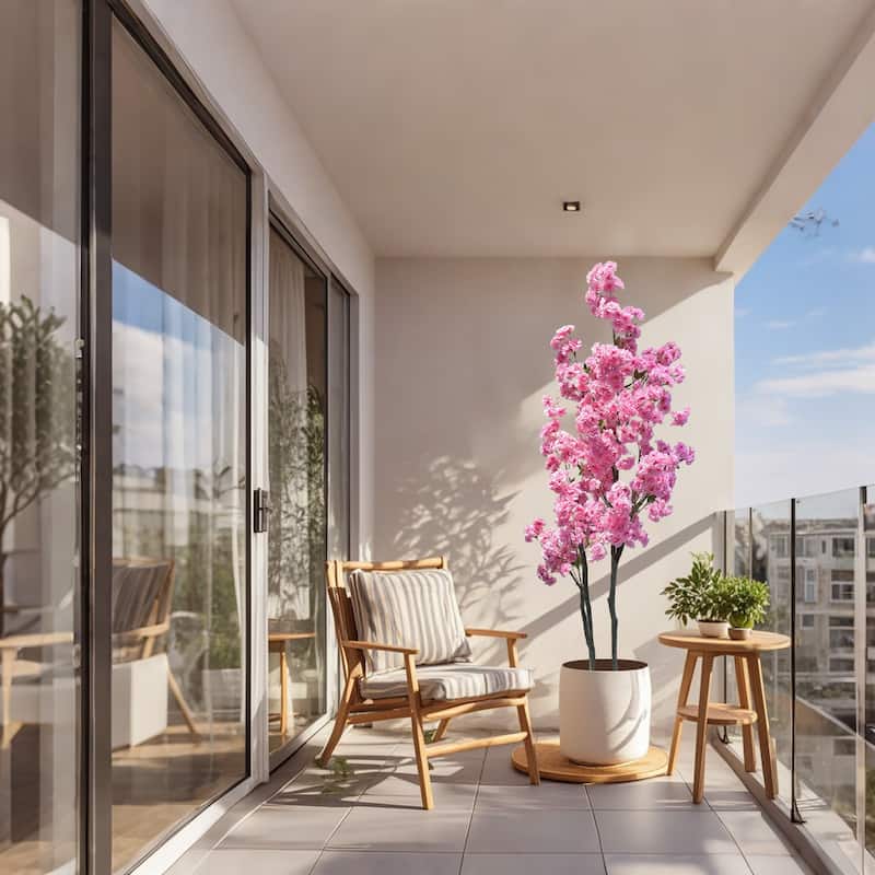 Decorative Faux Artificial Cherry Blossom Silk Tree in Pot for Home Decor
