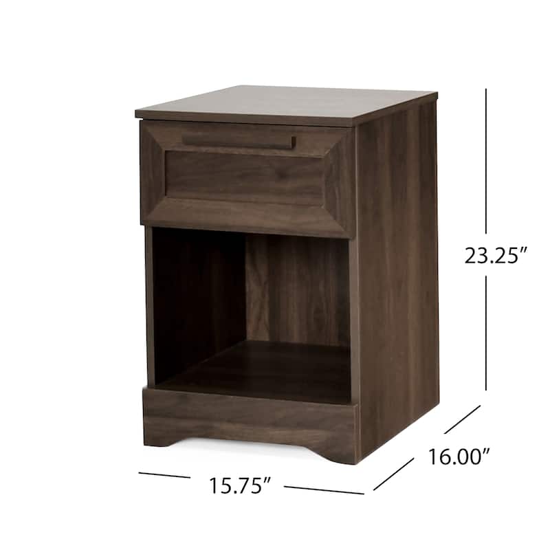 Nightstand with Single Drawer and Handles, Decorative Table with Bottom Shelf, Bedroom Coffee Table with Wooden Tabletop