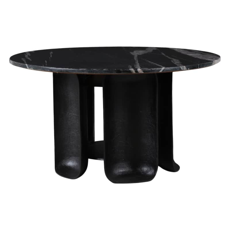 Marble Coffee Table Round Sculptural Pedestal - 30" Black - 30.0"