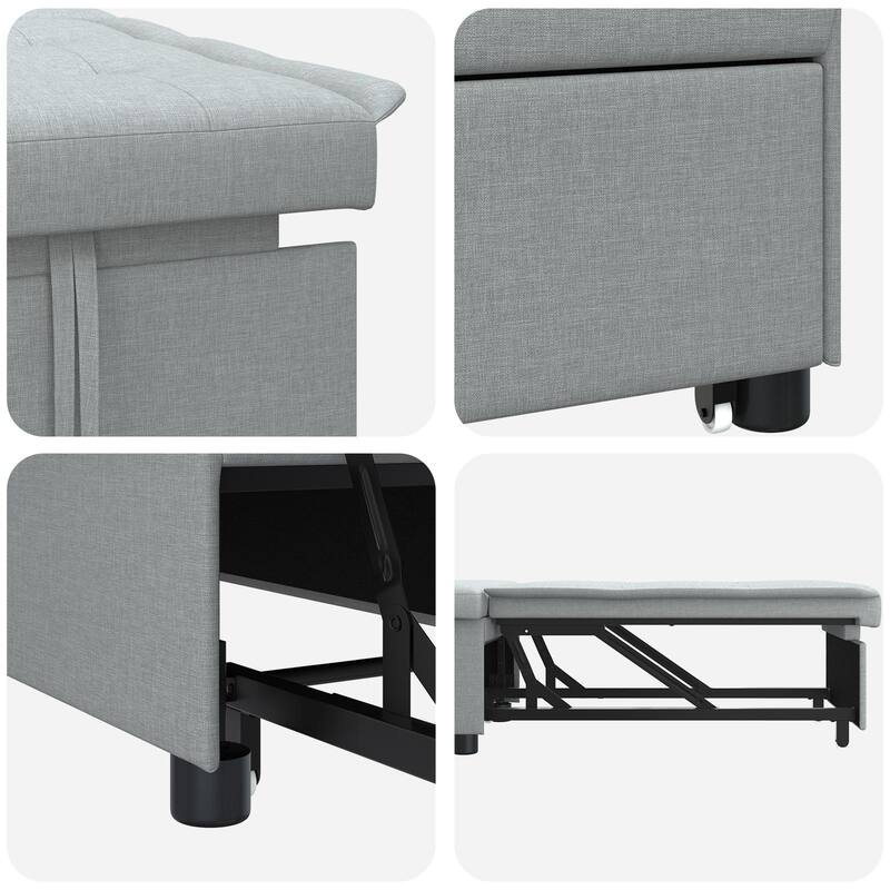 vidaXL 3-in-1 Sofa Bed - Pull-Out Design in Light Grey Fabric - 76.4 x 26.4 x 32.3