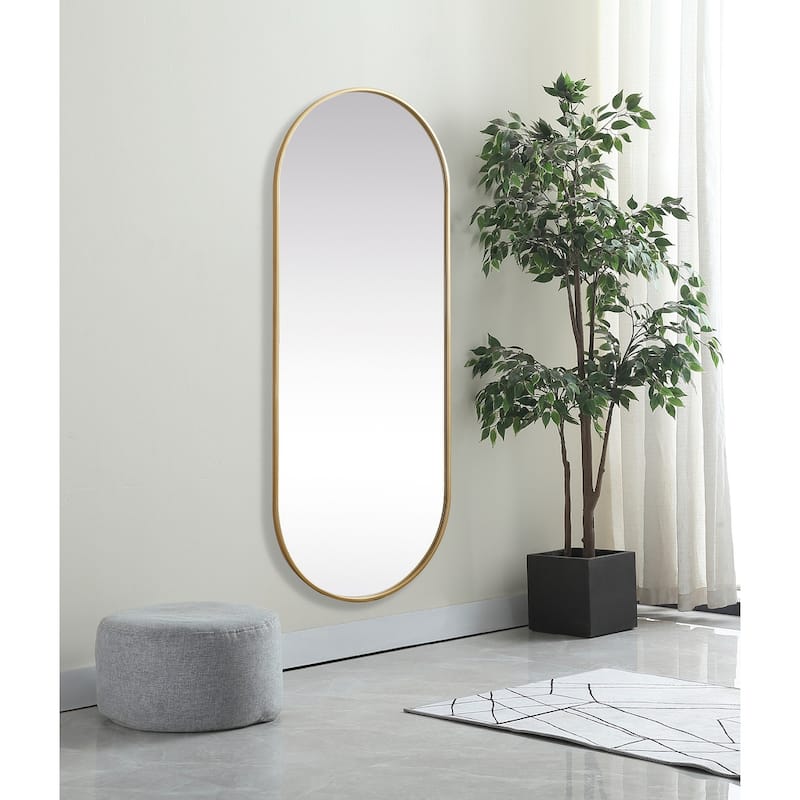 Indigo Home Metal Frame Oval Mirror 24x60 Inch