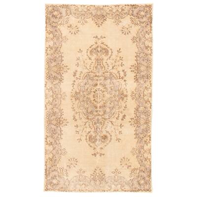 ECARPETGALLERY Hand-knotted Antalya Vintage Cream Wool Rug - 3'11 x 6'10