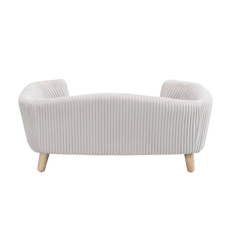 Roomfitters Modern Dog Sofa Bed, Corduroy Pet Couch with Supportive Foam and Wooden Legs, Elevated Design
