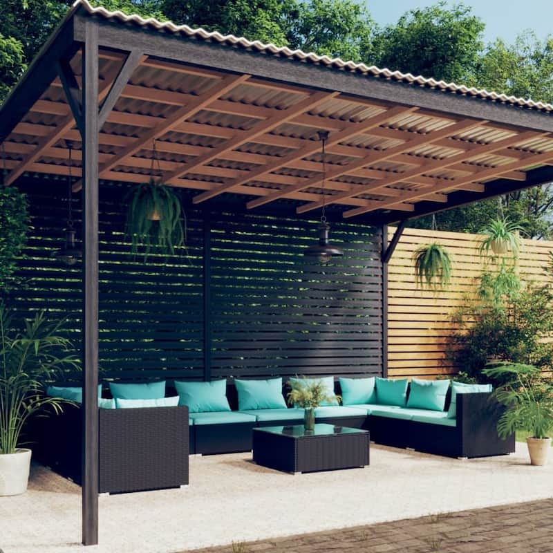 vidaXL Patio Lounge Set Outdoor Sectional Sofa Set Table Garden Poly Rattan - 27.6" x 27.6" x 23.8"