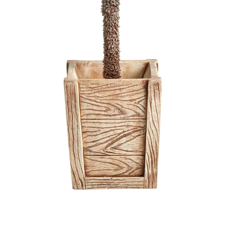 5Ft Pre-Lit Christmas Tree Vintage Leaning Tree with 150 Lights & Planter - Green - 60