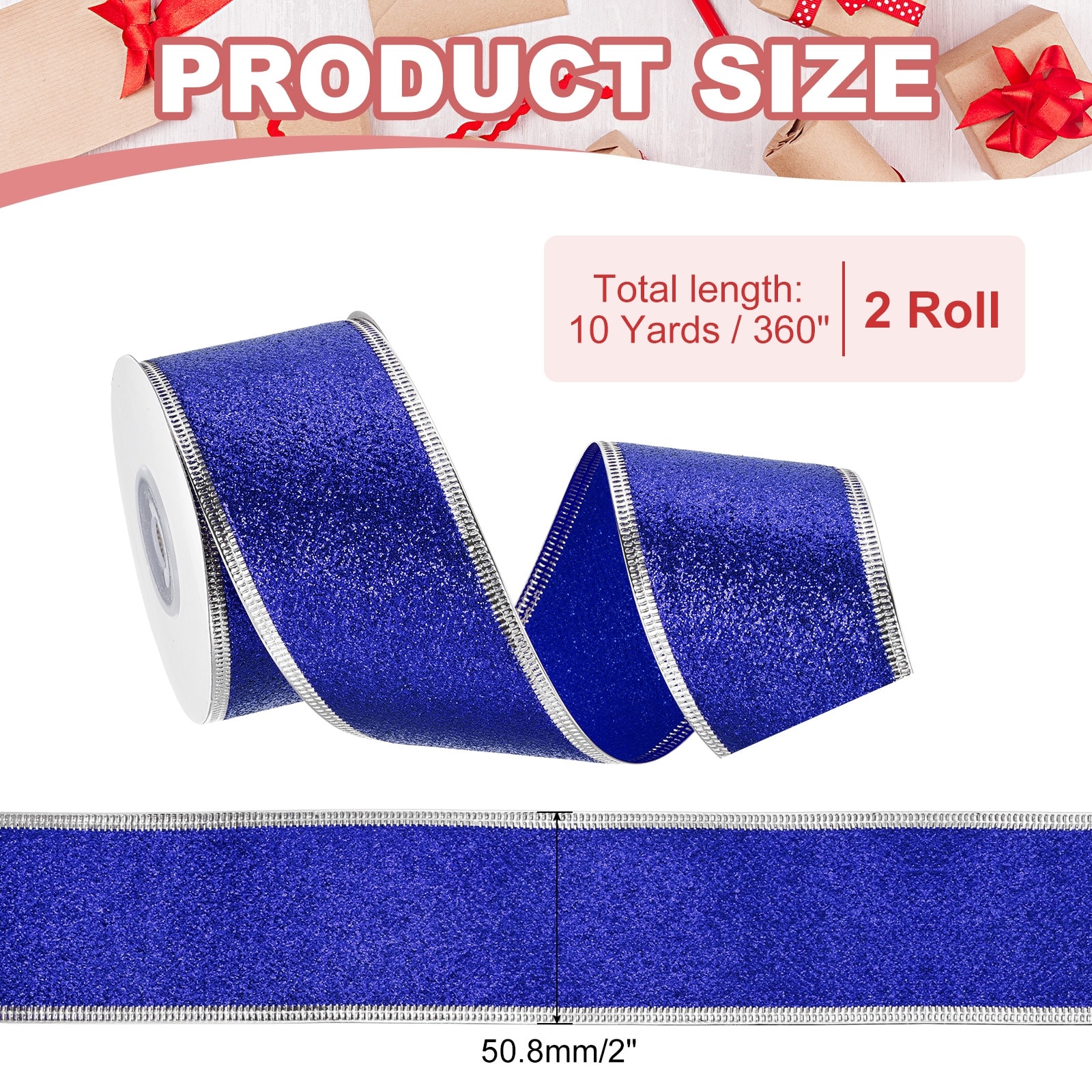 Metallic Wired Shine Gift Wrapping Ribbon for Craft Birthday Wedding